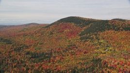 5.5K aerial stock footage flying by colorful forest, Cleveland Mountain, autumn, Bethlehem, New Hampshire Aerial Stock Footage | AX150_233