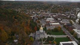 5.5K aerial stock footage orbiting Vermont State House and downtown, autumn, Montpelier, Vermont Aerial Stock Footage | AX150_355E