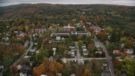 5.5K aerial stock footage orbiting Vermont College of Fine Arts, colorful trees, autumn, Montpelier, Vermont Aerial Stock Footage | AX150_375E