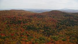 5.5K aerial stock footage flying over colorful, densely forested hills in autumn, North Pomfret, Vermont Aerial Stock Footage | AX150_461E