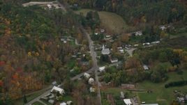 5.5K aerial stock footage flying by Skunk Hollow Road, Mace Hill Road, autumn, Hartland, Vermont Aerial Stock Footage | AX151_044E
