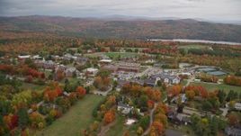 5.5K aerial stock footage approaching Colby Sawyer College, autumn, New London, New Hampshire Aerial Stock Footage | AX151_097E