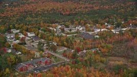 5.5K aerial stock footage flying by Kearsarge Elementary School, small rural town, autumn, New London, New Hampshire Aerial Stock Footage | AX151_101
