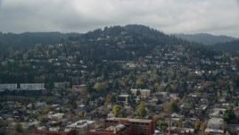 5.5K aerial stock footage of houses on a hillside, autumn, Portland, Oregon Aerial Stock Footage | AX153_058