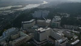 5.5K aerial stock footage approaching and fly over the Oregon Health and Science University in Portland, Oregon Aerial Stock Footage | AX153_119E