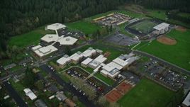 5.5K aerial stock footage orbiting Helen Baller Elementary School in Camas, Washington Aerial Stock Footage | AX153_157