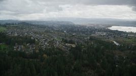 5.5K aerial stock footage approaching Tract Homes in the small town of Camas, Washington Aerial Stock Footage | AX153_158