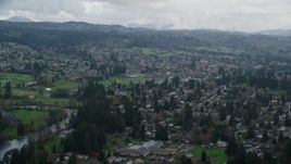 5.5K aerial stock footage of small town suburban homes in Washougal, Washington Aerial Stock Footage | AX153_163