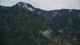 5.5K aerial stock footage of steep mountain cliffs on the Oregon side of Columbia River Gorge Aerial Stock Footage | AX154_184E