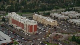 5.5K aerial stock footage approaching Embassy Suites in Hillsboro, Oregon Aerial Stock Footage | AX155_004E