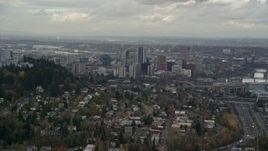 5.5K aerial stock footage of Downtown Portland skyscrapers seen from the south side of the city in Oregon Aerial Stock Footage | AX155_020