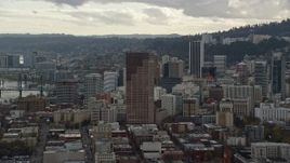 5.5K aerial stock footage of US Bancorp Tower and skyscrapers in Downtown Portland, Oregon Aerial Stock Footage | AX155_039E