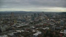 5.5K aerial stock footage of Downtown Portland cityscape and I-405 in Oregon, reveal Providence Park Aerial Stock Footage | AX155_056