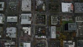 5.5K aerial stock footage of a bird's eye view of city streets through Downtown Portland, Oregon Aerial Stock Footage | AX155_083E