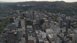 5.5K aerial stock footage orbiting the Downtown Portland cityscape in Oregon Aerial Stock Footage | AX155_103E