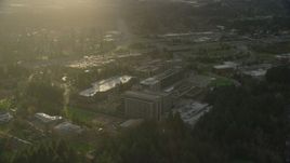 5.5K aerial stock footage flying by the Providence St Vincent Medical Center in Southwest Portland, Oregon Aerial Stock Footage | AX155_121