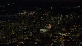 5.5K aerial stock footage of Downtown high-rises and skyscrapers at night, Downtown Portland, Oregon Aerial Stock Footage | AX155_331E
