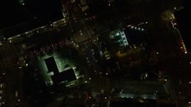 5.5K aerial stock footage of a bird's eye of NW 4th and 5th Avenue through downtown at nighttime; Downtown Portland, Oregon Aerial Stock Footage | AX155_346E
