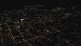 5.5K aerial stock footage approaching high-rises and skyscrapers at night in Downtown Portland, Oregon Aerial Stock Footage | AX155_413