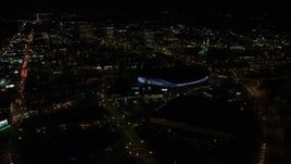 5.5K aerial stock footage approaching arenas and convention center in Northeast Portland, Oregon Aerial Stock Footage | AX155_429E