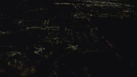 5.5K aerial stock footage flying by Nike Headquarters office buildings at night, Beaverton, Oregon Aerial Stock Footage | AX155_448