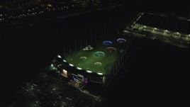 5.5K aerial stock footage orbiting Topgolf course in Hillsboro, Oregon at night Aerial Stock Footage | AX155_479