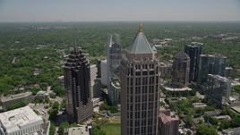 4.8K aerial stock footage flying by skyscrapers, Midtown Atlanta, Georgia Aerial Stock Footage | AX36_013