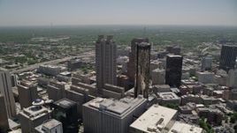 4.8K aerial stock footage flying over skyscrapers revealing high-rise and office buildings, Downtown Atlanta Aerial Stock Footage | AX36_022E