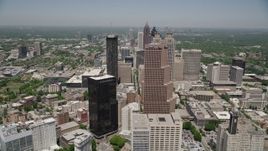 4.8K aerial stock footage approaching skyscrapers, Downtown Atlanta, Georgia Aerial Stock Footage | AX36_037E