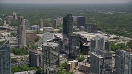 4.8K aerial stock footage of 3344 Peachtree and office high-rises, Buckhead, Georgia Aerial Stock Footage | AX36_057E