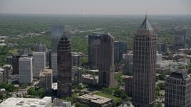 4.8K aerial stock footage flying by One Atlantic Center and Midtown Atlanta skyscrapers, Georgia Aerial Stock Footage | AX36_087E