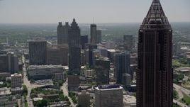 4.8K aerial stock footage flying by Bank of America Plaza revealing Downtown Atlanta skyscrapers, Georgia Aerial Stock Footage | AX36_090E