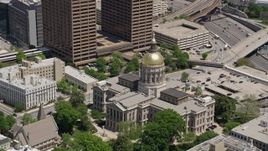 4.8K aerial stock footage orbiting Georgia State Capitol, Downtown Atlanta Aerial Stock Footage | AX36_096E