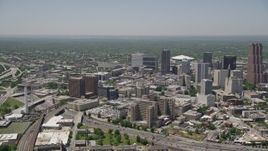 4.8K aerial stock footage of Downtown Atlanta skyscrapers, high-rises and office buildings Georgia Aerial Stock Footage | AX36_100