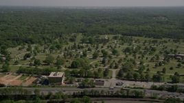 4.8K aerial stock footage approaching a cemetery, Atlanta, Georgia Aerial Stock Footage | AX37_004E