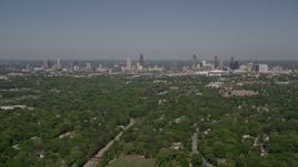 4.8K aerial stock footage of Midtown and Downtown Atlanta seen from West Atlanta, Georgia Aerial Stock Footage | AX37_006