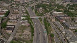 4.8K aerial stock footage following freeway revealing Downtown Atlanta, Georgia Aerial Stock Footage | AX37_010