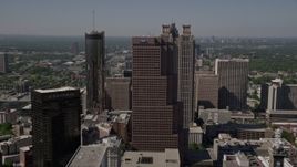 4.8K aerial stock footage flying by skysrapers, Downtown Atlanta, Georgia Aerial Stock Footage | AX37_013E