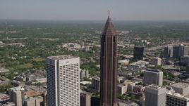 4.8K aerial stock footage approach and orbit Bank of America Plaza, Midtown Atlanta, Georgia Aerial Stock Footage | AX37_043E