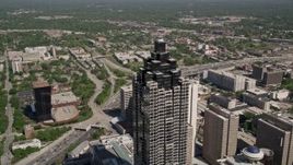 4.8K aerial stock footage approach and circle SunTrust Plaza, Downtown Atlanta, Georgia Aerial Stock Footage | AX37_049E