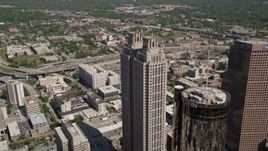 4.8K aerial stock footage orbiting 191 Peachtree Tower, Downtown Atlanta, Georgia Aerial Stock Footage | AX37_053