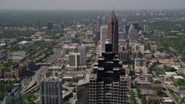 4.8K aerial stock footage of flying toward Midtown Atlanta skyscrapers, Georgia Aerial Stock Footage | AX37_067