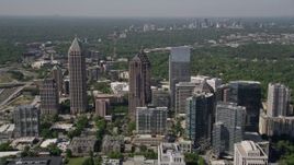 4.8K aerial stock footage flying by Midtown Atlanta skyscrapers, Georgia Aerial Stock Footage | AX37_069