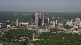 4.8K aerial stock footage approaching Midtown Atlanta skyscrapers, Georgia Aerial Stock Footage | AX38_059E