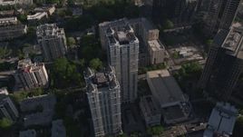 4.8K aerial stock footage tilting down to bird's eye of condominium complex, Midtown Atlanta Aerial Stock Footage | AX38_068