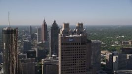 4.8K aerial stock footage flying by and approaching skyscrapers, Downtown Atlanta, Georgia Aerial Stock Footage | AX38_074