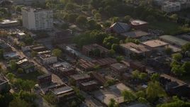 4.8K aerial stock footage flying away from Martin Luther King Jr. National Historic Site, Georgia Aerial Stock Footage | AX39_014