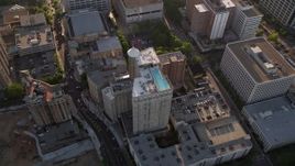 4.8K aerial stock footage of a bird's eye orbiting Georgian Terrace Hotel, Midtown Atlanta Aerial Stock Footage | AX39_021