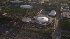 4.8K aerial stock footage approaching Alexander Memorial Coliseum, Atlanta, Georgia Aerial Stock Footage | AX39_026E