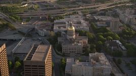 4.8K aerial stock footage approaching and circle Georgia State Capitol, Downtown Atlanta Aerial Stock Footage | AX39_039E